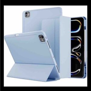 iPad Pro 13” Case (M4) 2024 Pencil Holder 7th Generation Trifold Smart Cover Sky